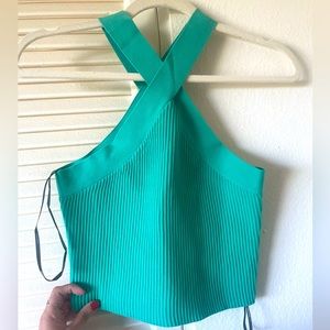Sweater-Knit Halter Crop Top